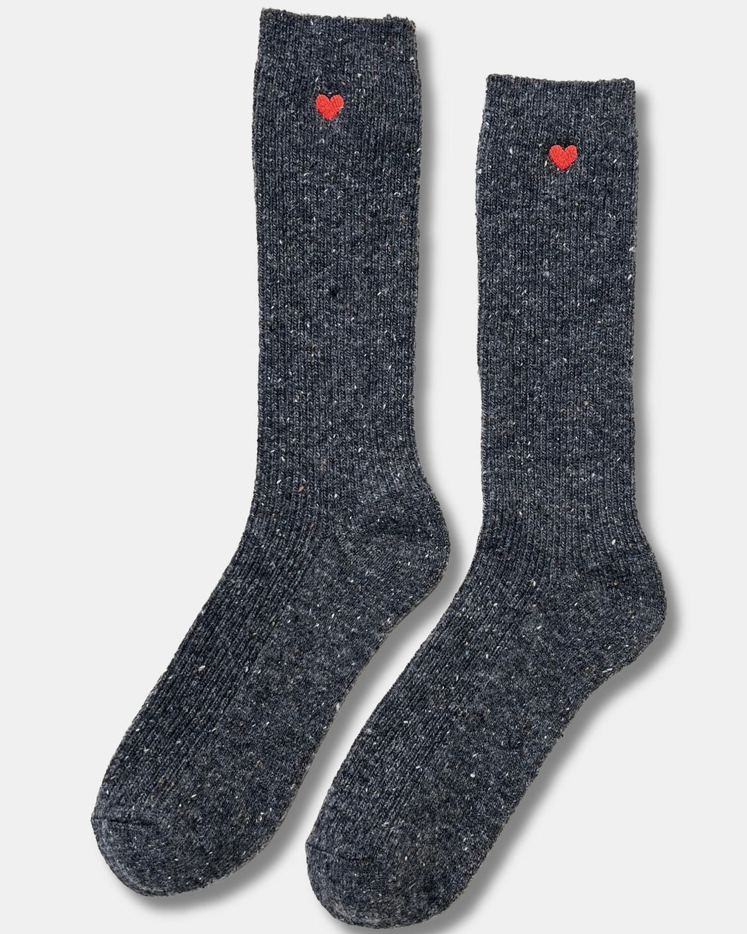 Le Bon Shoppe | Embroidered Snow Socks | Charcoal Heart