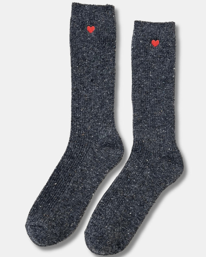 Le Bon Shoppe | Embroidered Snow Socks | Charcoal Heart