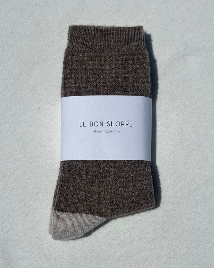 Le Bon Shoppe | Wool Waffled Socks | Brown Oatmeal