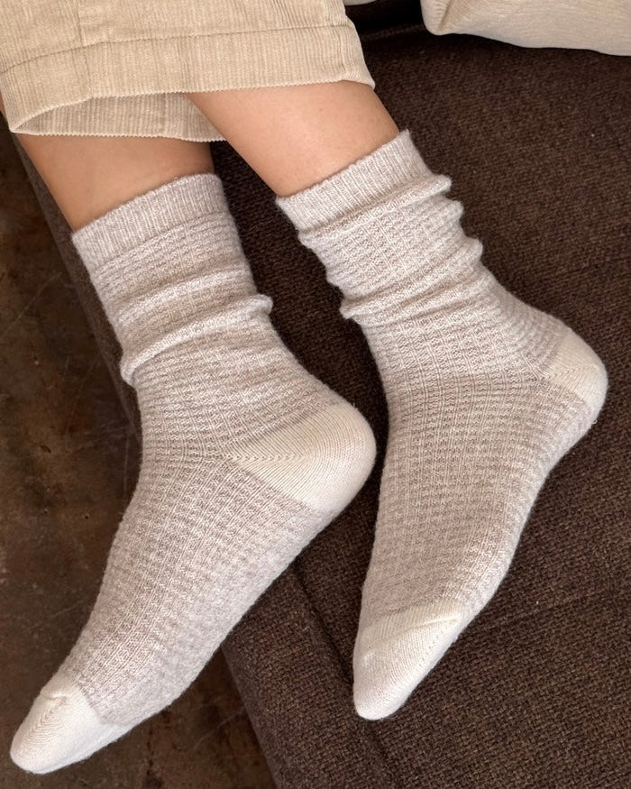 Le Bon Shoppe | Wool Waffled Socks | Oatmeal Cream