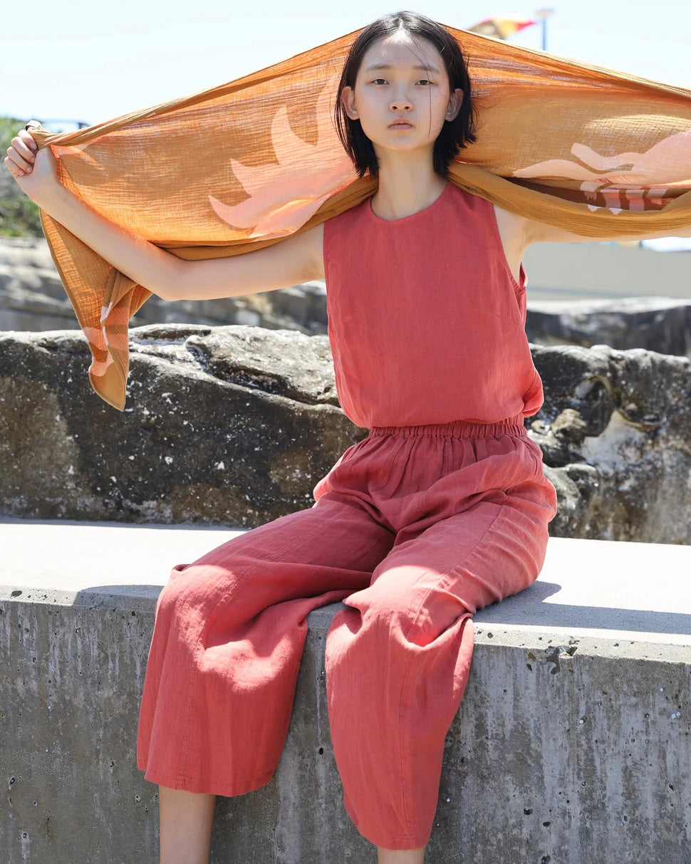 LF Markey | Basic Linen Trousers | Paprika