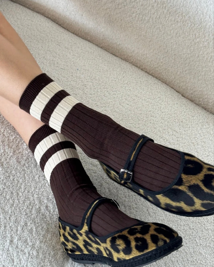 Le Bon Shoppe | Her Varsity Socks | Espresso